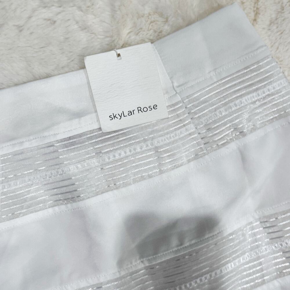 Skylar Rose Women's Soft Stretchy Mini Skirt with Ruffles White Size Small NWT - Picture 8 of 12